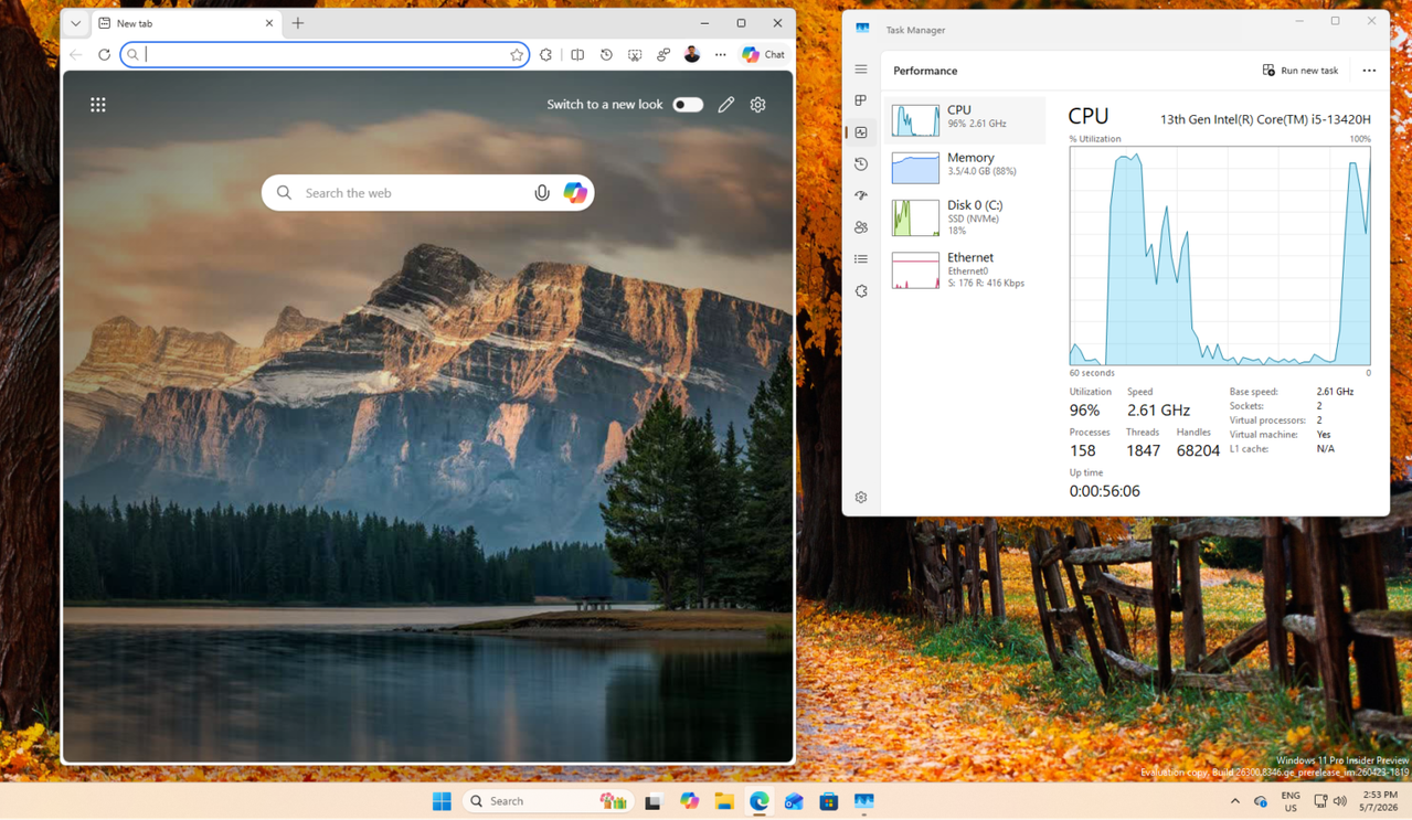 Edge reaches 96 CPU ultilization while opening 1536x892