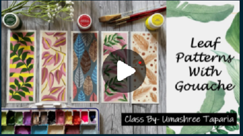 Leaf Patterns With Gouache- Learn to Paint 5 Easy Therapeutic Bookmark Pattern