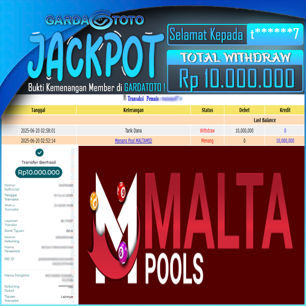 JACKPOT TOGEL DI PASARAN MALTAMID4D Rp 10.000.000,- DIBAYAR LUNAS!!!