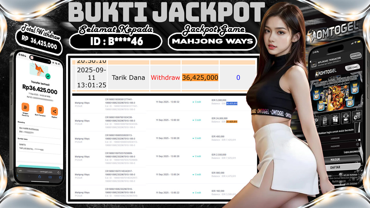 OMTOGEL JACKPOT PGSOFT MAHJONG WAYS 36 JUTA DI BAYAR LUNAS ,-