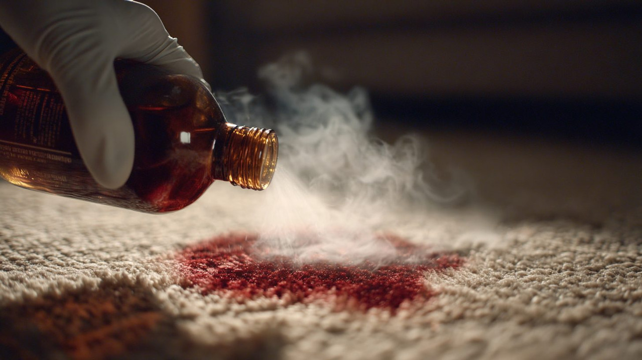 Удаление пятна от крови на ковре с помощью перекиси водорода