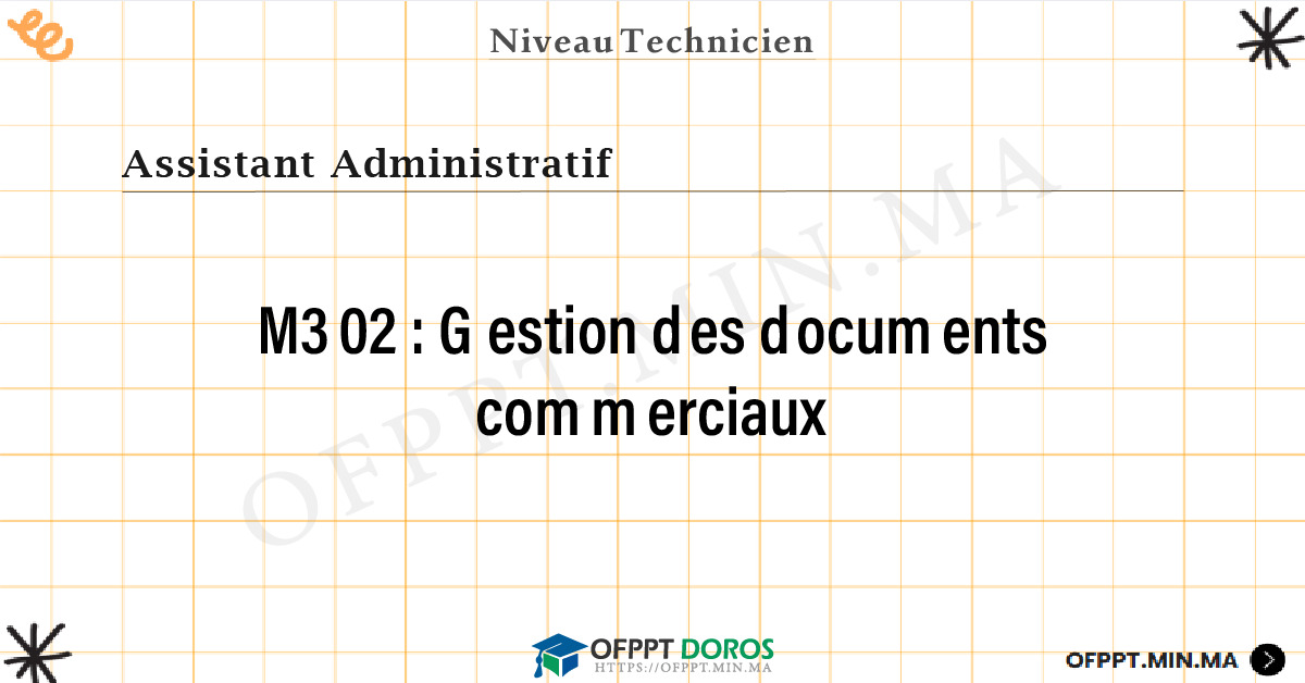 Sommaire détaillé du cours Gestion des documents commerciaux M302 OFPPT - Structure du module