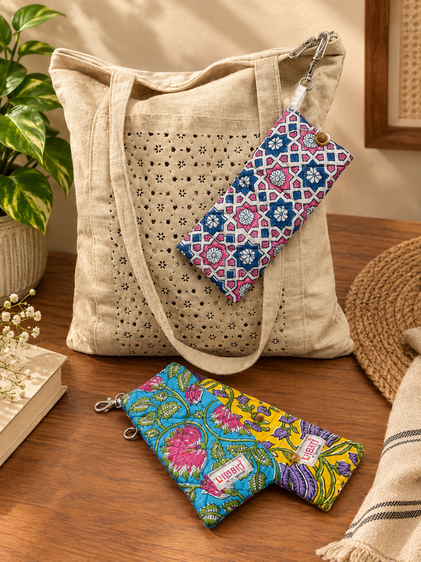 Elegant Hand Block Printed Goggle Case - Set of 2  - additional view