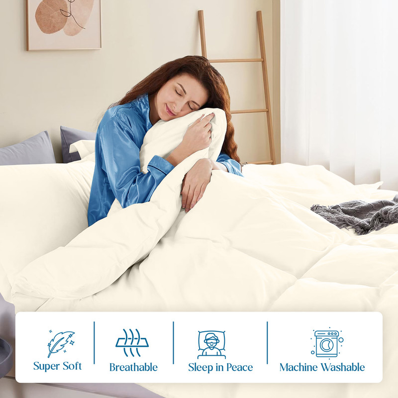 Picture of VEGAS HOTEL COLLECTION Classic Egyptian Cotton 1-Piece Duvet Cover { Zippered Closure } 1000 Thread Count- Fabulous Solid Looking Color Ivory - Oversized King Size
