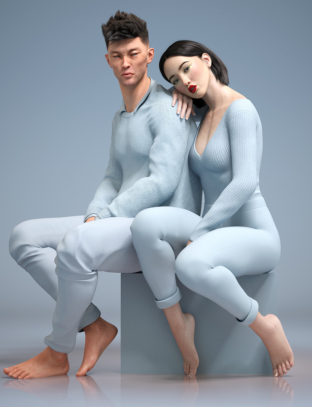 Lookbook for Two Poses and Expressions for Genesis 8.1 Male and Female