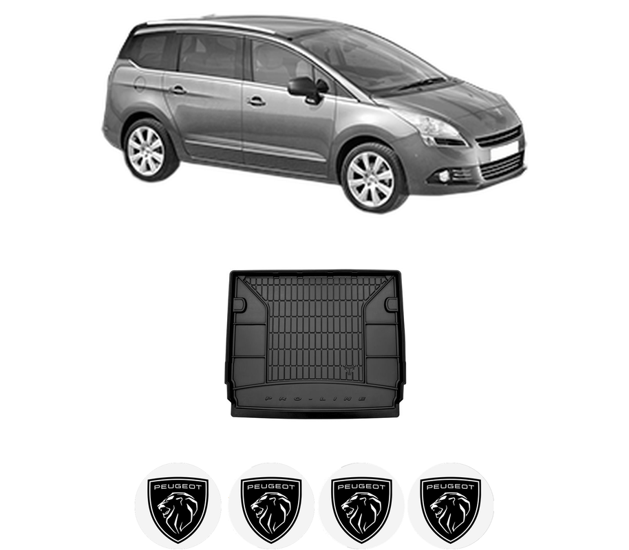 Tavita Portbagaj PEUGEOT 5008 (0U_, 0E_) din 2009-2017, Protectie Portbagaj Auto, 4x Stickere auto cu PEUGEOT