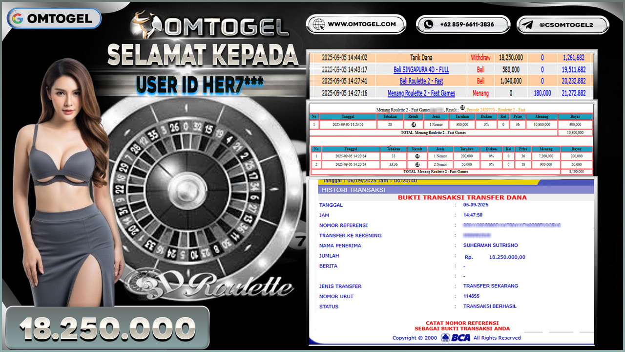 OMTOGEL JACKPOT LIVE GAMES ROULETTE 2 - FAST 18 JUTA DI BAYAR LUNAS ,-