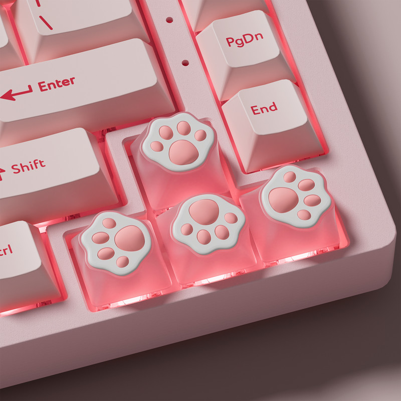 ビーズ装飾 ピンク ワークキャップ XVX 肉球 4-Key ピンク Silicon Artisan Keycap