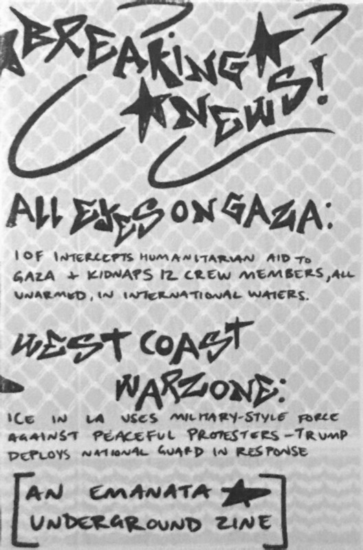 The cover of a zine titled Breaking News! by emanata underground