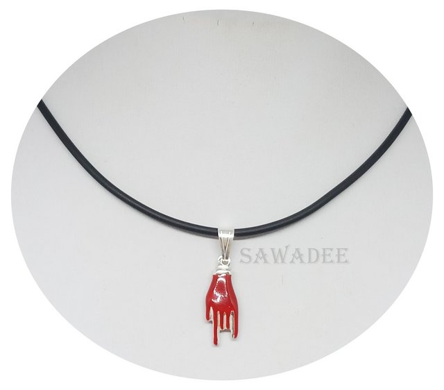 Collana con ciondolo dita incrociate in argento ossidato 925 per uomo e