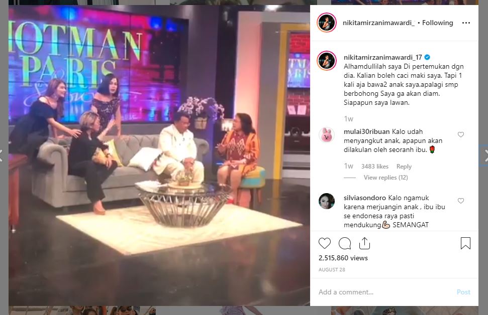 Nikita Mirzani melabrak Elza Syarief di acara Hotman Paris Show