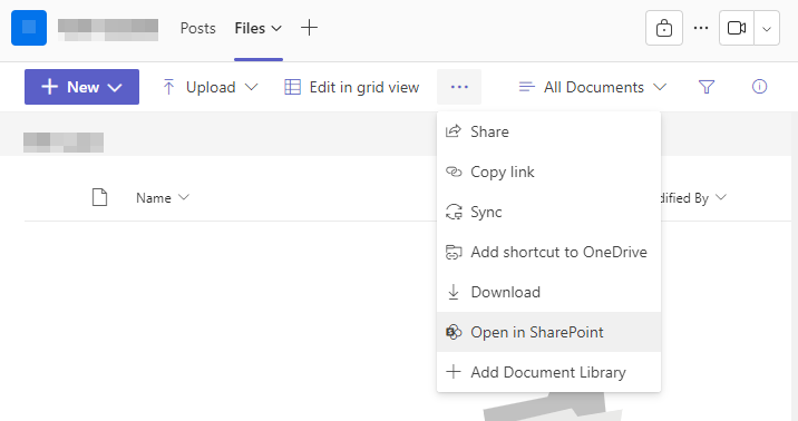 Open in SharePoint