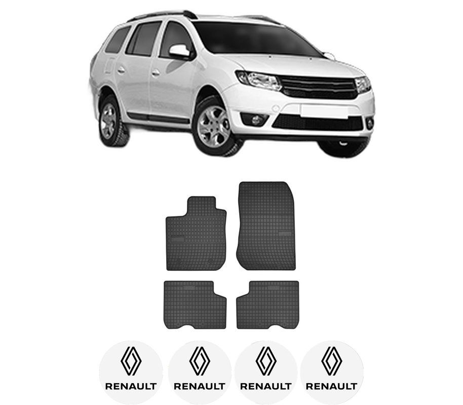 Set covorase presuri RENAULT LOGAN II Estate (K8_) din 2013-2020, auto, din cauciuc thermoplastic, 4 Stickere auto cu RENAULT
