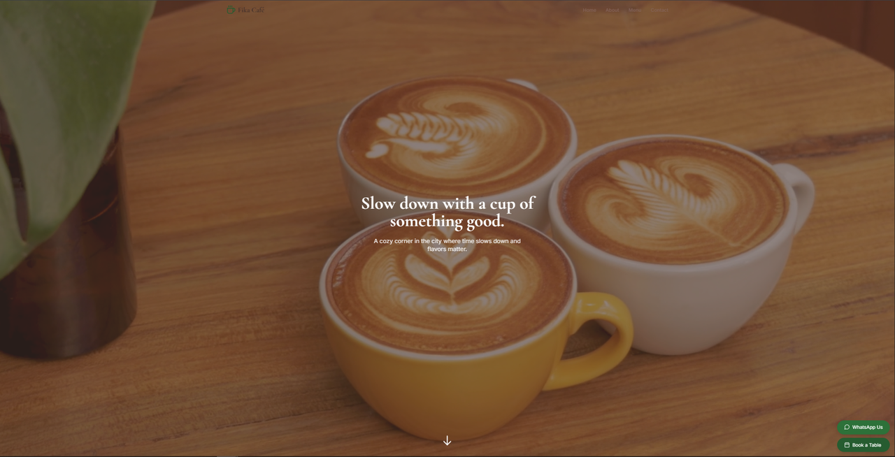 Fika Cafe coffee shop website mockup design by Lumberjack Creative Studio