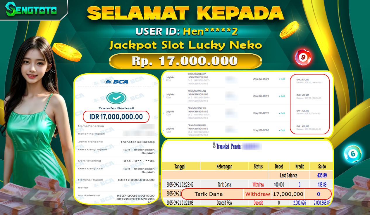 BUKTI PEMBAYARAN SLOT LUCKY NEKO