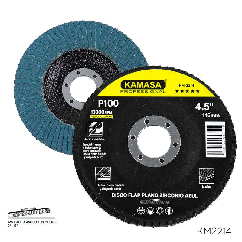 DISCO FLAP PLANO ZIRCONIO AZUL 4.5" P100 KAMASA