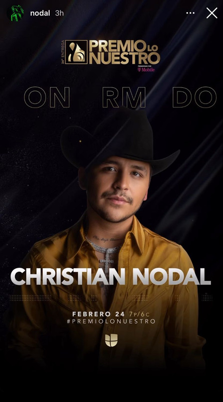 ¿Christian Nodal acudirá solo a los Premios Lo Nuestro? ¿Y Belinda?