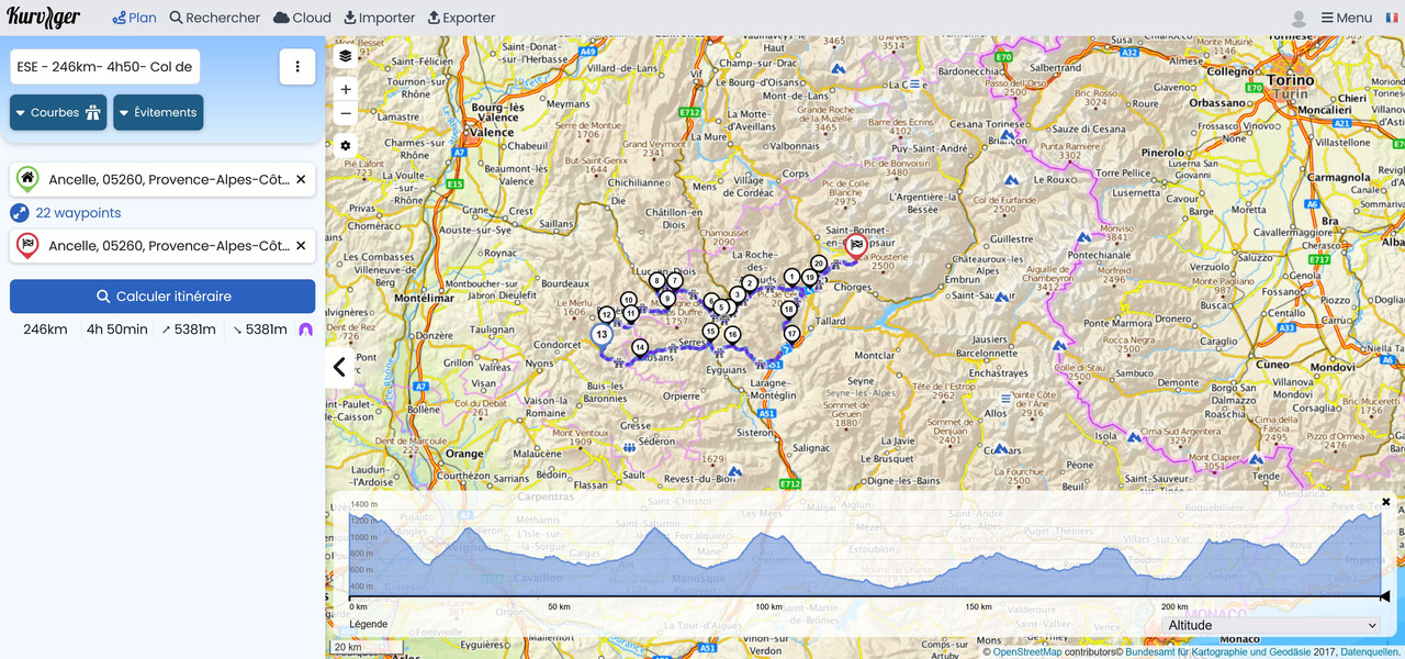 Tigre 26 RB 2 ESE - 246km- 4h50- Col de Cabre - Rémuzat - Serres - Ventavon Kurviger