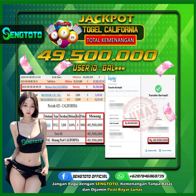 BUKTI PEMBAYARAN TOGEL CALIFORNIA