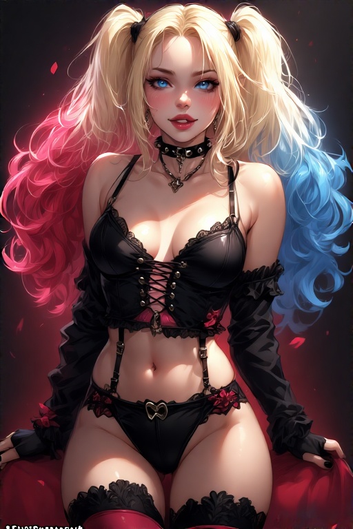 Harley-Quinn-in-black-Gothic-u