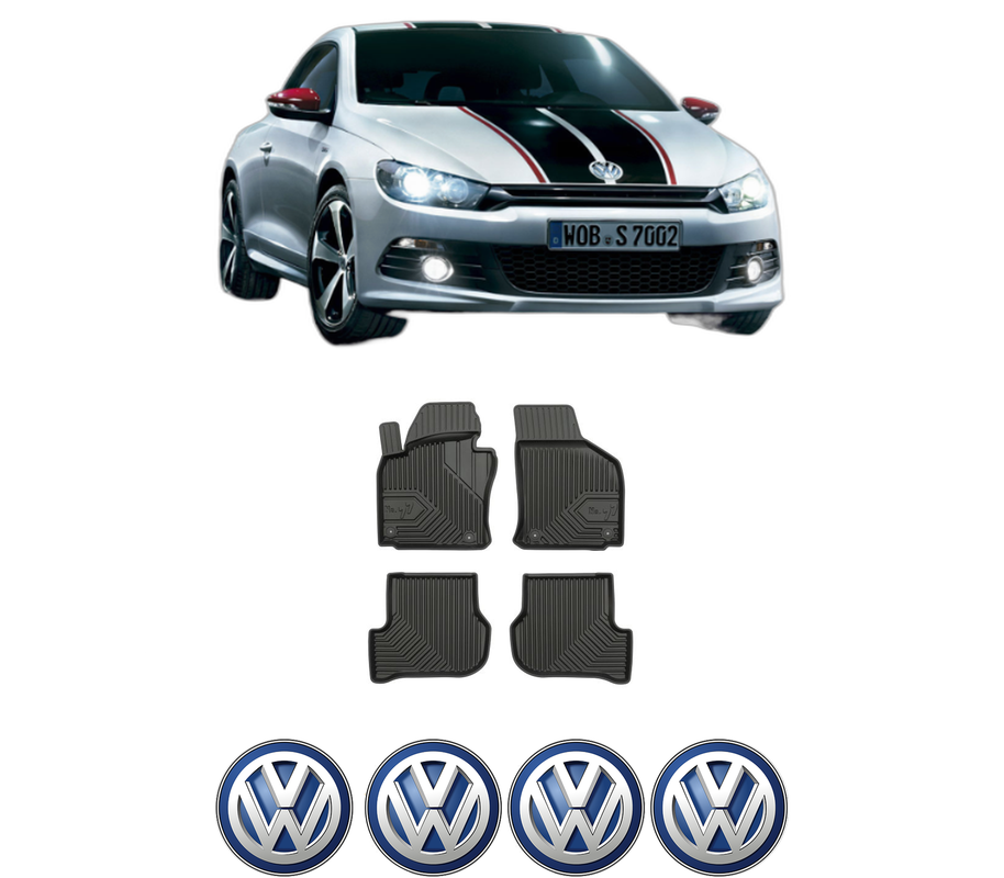 Set covorase presuri Volkswagen SCIROCCO Van (137) din 2009-2014, auto, din cauciuc thermoplastic, 4 Stickere auto cu Volkswagen