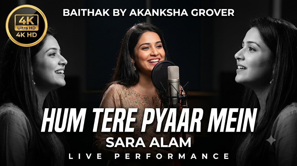 AI-generated example result for the youtube-thumbnail prompt: Baithak By Akanksha Grover Thumbnail – Live Performance Music Design AI YouTube Thumbnail Prompt