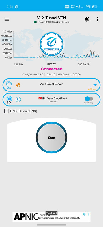 VLX TUNNEL VPN Screenshot