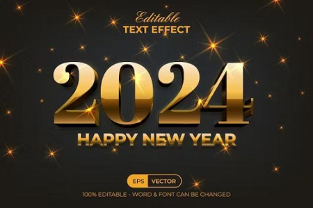 2024 Gold Text Effect New Year Style - 91583156