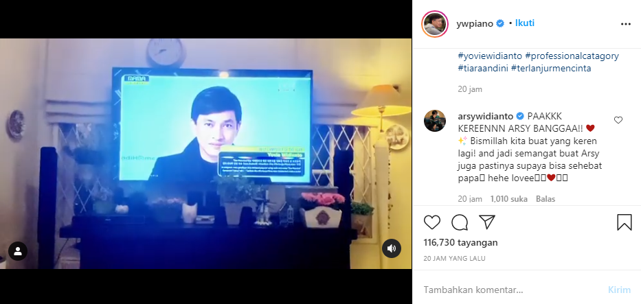 Arsy Widianto ikut bangga dengan kemenangan sang ayah