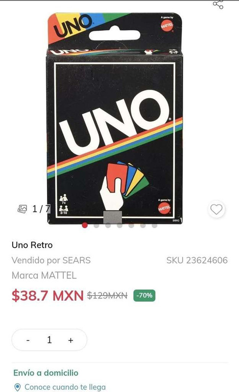 Uno Retro de venta en Sears, para recoger en tienda 
