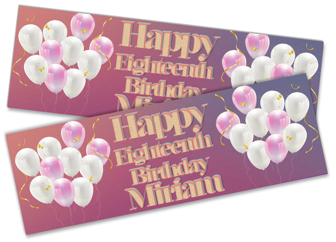 x2 Personalised Birthday Banner Balloon Design Adult Party Decoration Poster 5