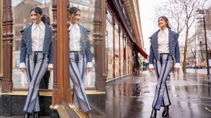 Erina Gudono pamerkan budaya Indonesia saat momen Paris Fashion Week.