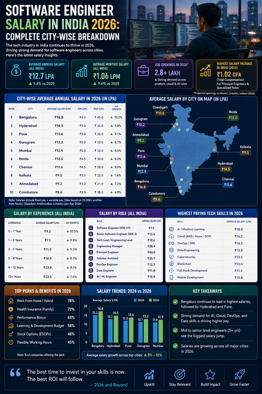 Software Engineer Salary in India 2026: Complete City-Wise Breakdown