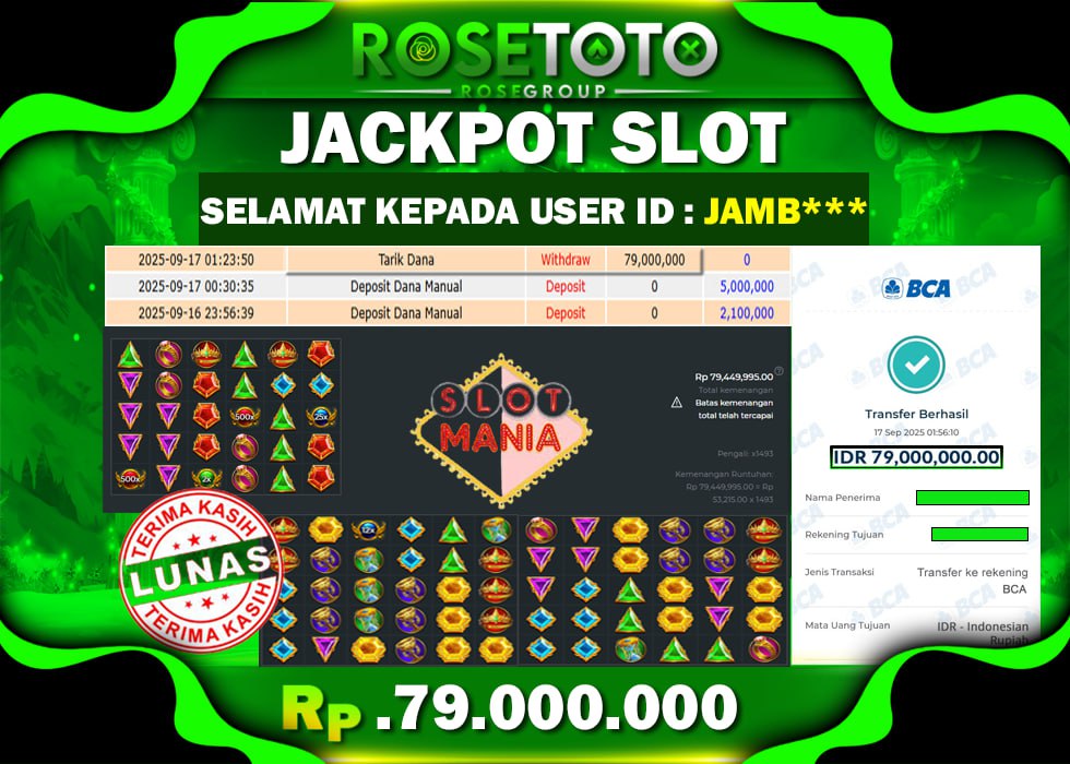 ROSETOTO JACKPOT SLOT mania x5000 Rp.79.000.000.,- LUNAS