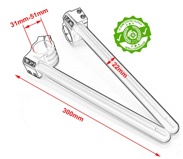 Semimanillares ajustables 31 mm aluminio CNC — Clip-On