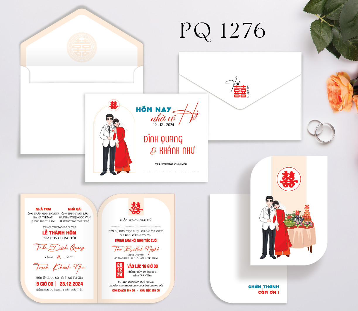 Thiệp chibi tone trắng đỏ (1276)