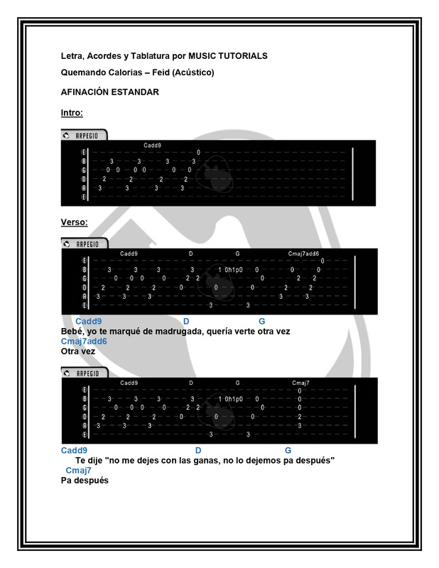 Quemando Calorias Feid Letra y Acordes by MUSICTUTORIALS_page-0001