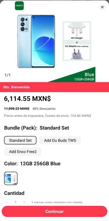 AliExpress: Celular OPPO RENO 6 PRO 5G ( 12GB/256GB ) versión global 
