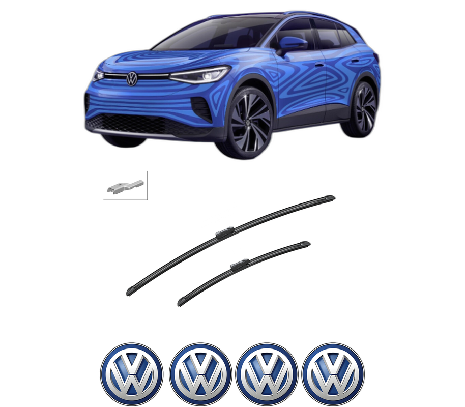 Set stergatoare auto Volkswagen ID.4 (E21) din 2020-2023, pentru parbriz auto, 2 bucati, Bosch Aerotwin, din cauciuc siliconat rezistent, 4 Stickere Auto Volkswagen