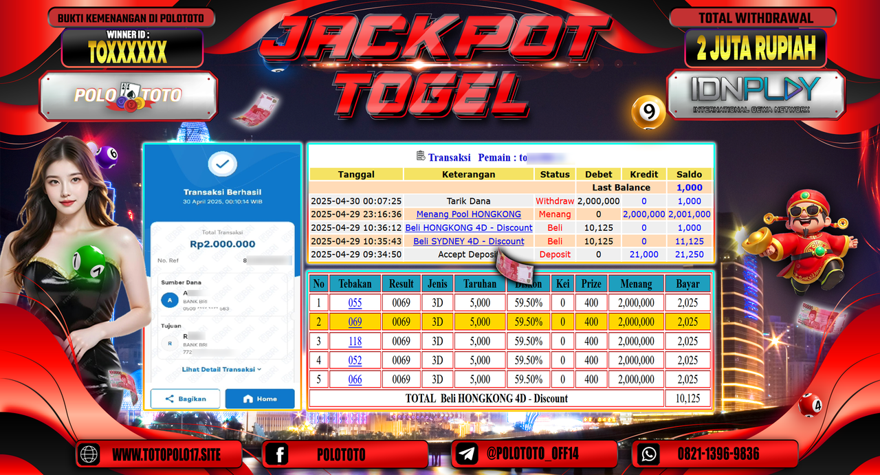 POLOTOTO JACKPOT TOGEL HONGKONG LOTTO Rp.2.000.000,-