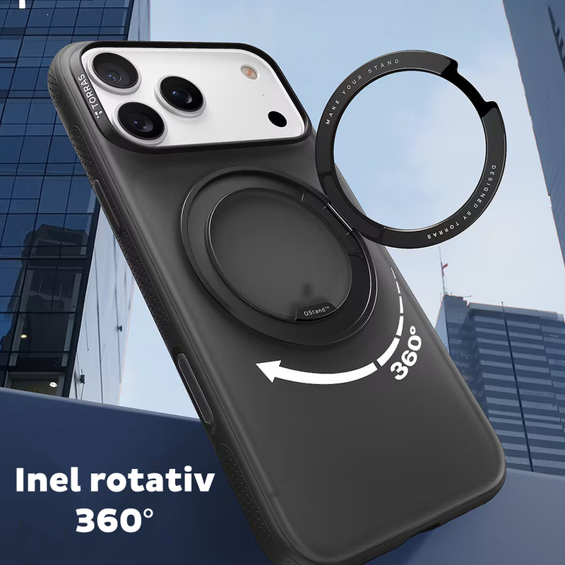 Husa pentru iPhone 17 Pro Torras Ostand R Fitness Series, Incarcare wireless, Inel rotativ, Calitate premium, Portocaliu imgi 380 2796541