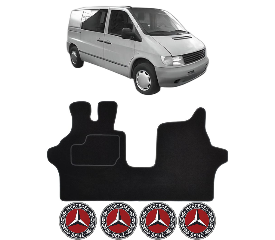 Set Covorase Presuri MERCEDES-BENZ VITO Bus (W638) din 1996-2003, Auto, Material Textil Mocheta, 4 Stickere auto cu MERCEDES-BENZ