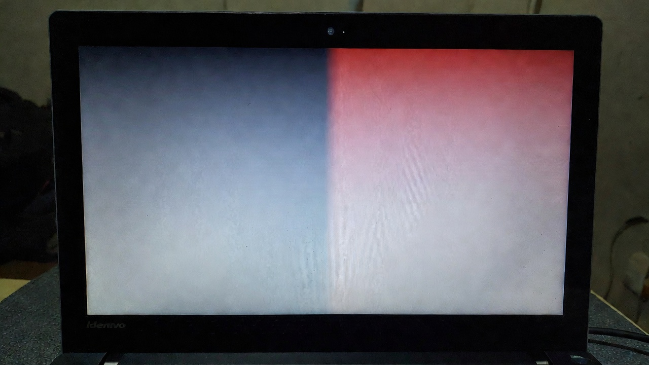 Close-up of Lenovo IdeaPad 1 screen showing limited viewing angles and color shift typical of TN panels