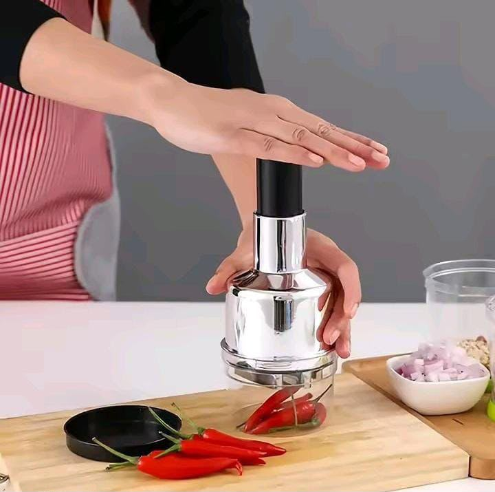Stainless Steel Hand-Press Onion Chopper and Vegetable Mincer
