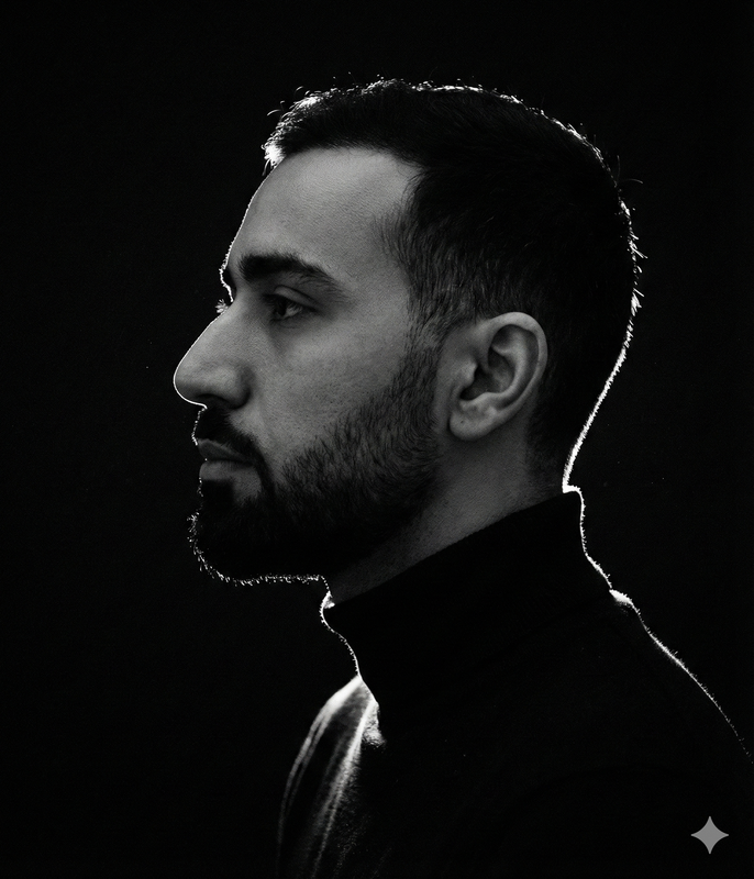Noir Rim Light — Side Profile B&W