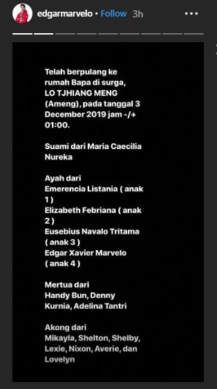 Berita meninggalnya ayah atlet wushu Indonesia, Edgar Xavier Marvelo