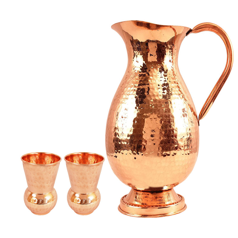 Jarra de diseño mogol de cobre con jarra martillada vaso utensilios para beber hotel - Imagen 2 de 4