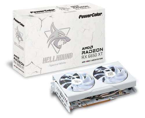 Amazon PowerColor Hellhound Spectral White AMD Radeon RX 6650 XT Tarjeta gráfica con Memoria GDDR6 de 8 GB 