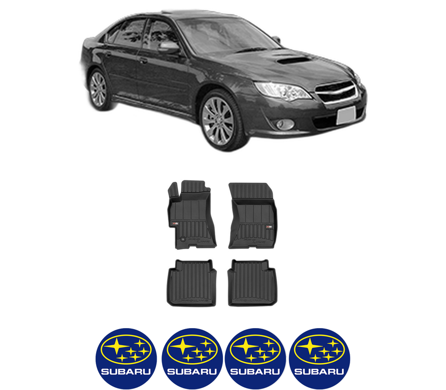 Set covorase presuri SUBARU LEGACY IV (BL) din 2003-2012, auto, din cauciuc thermoplastic, 4 Stickere auto cu SUBARU