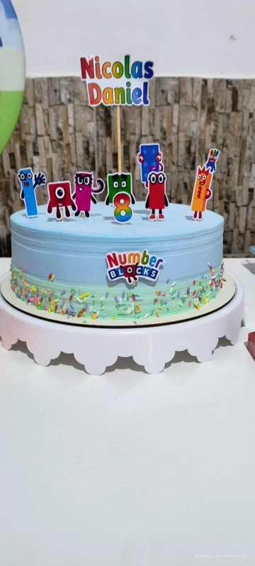 Decoração e Bolo Temático Números de Blocos - Festa Infantil Novo Gama